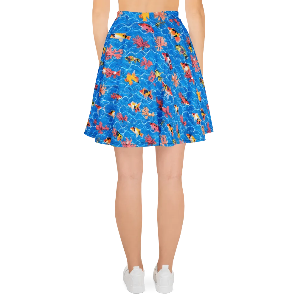 Azure Reef on Skater Skirt — Back