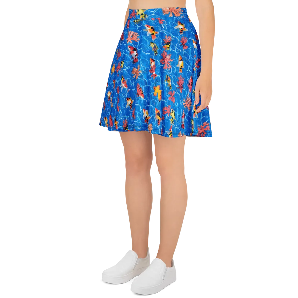 Azure Reef on Skater Skirt — Left