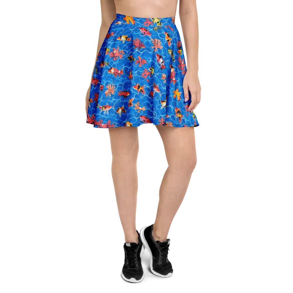 Azure Reef on Skater Skirt — Front