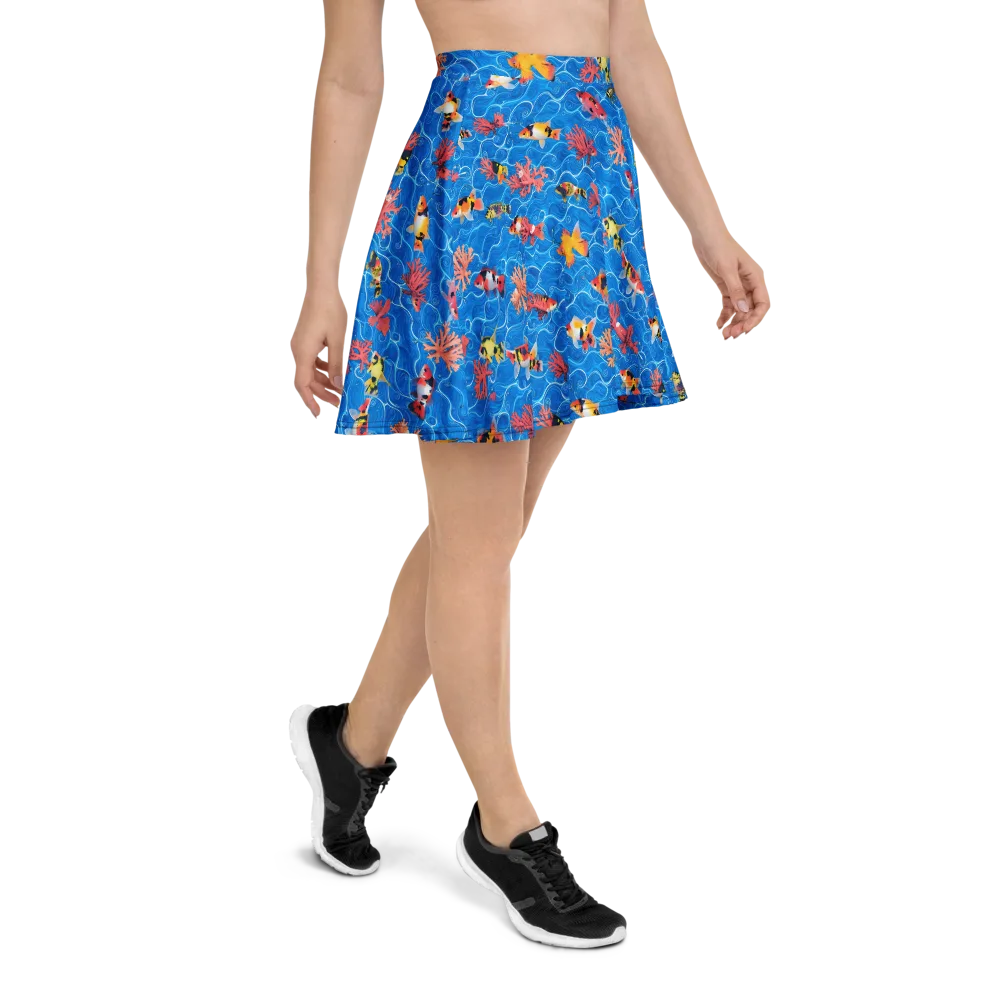 Azure Reef on Skater Skirt — Right