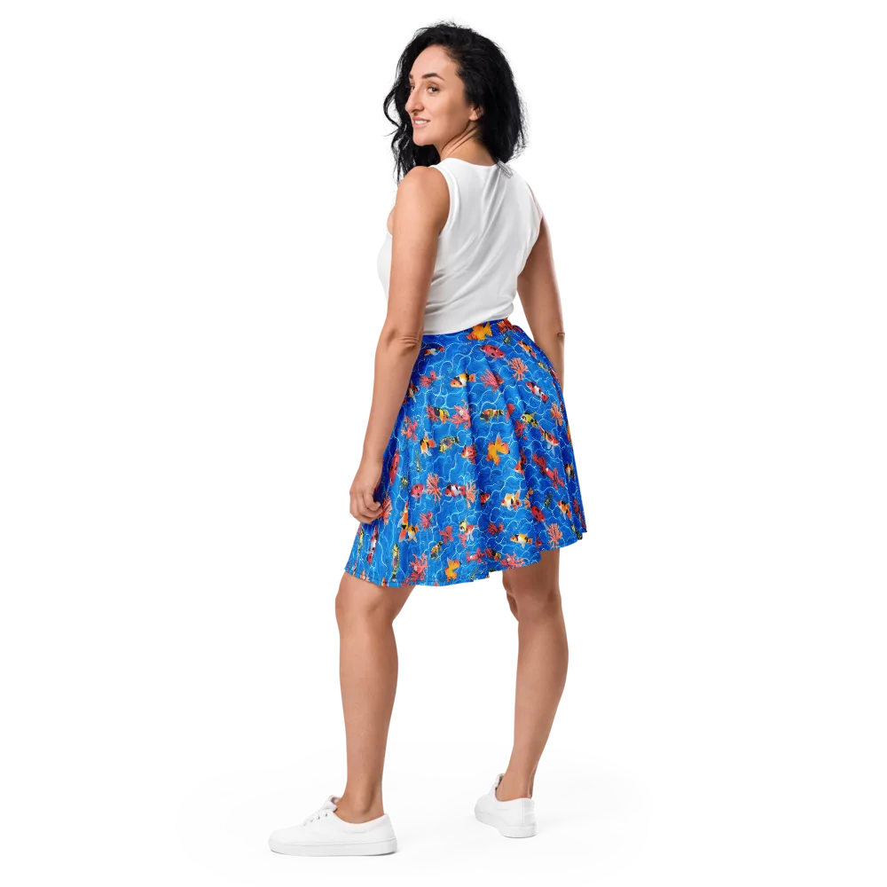 Azure Reef on Skater Skirt — Back