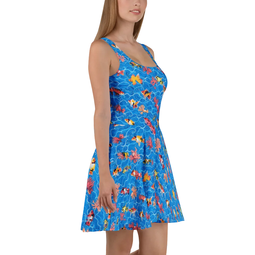 Azure Reef on Skater Dress — Right