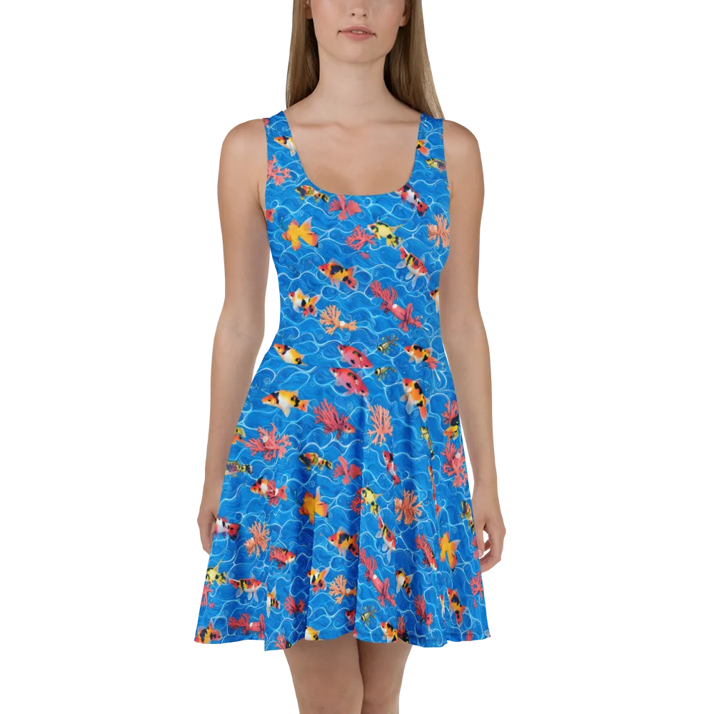 Azure Reef on Skater Dress — Front