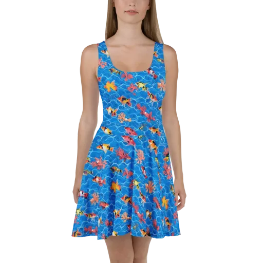 Azure Reef on a Skater Dress