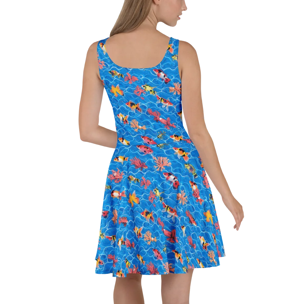 Azure Reef on Skater Dress — Back