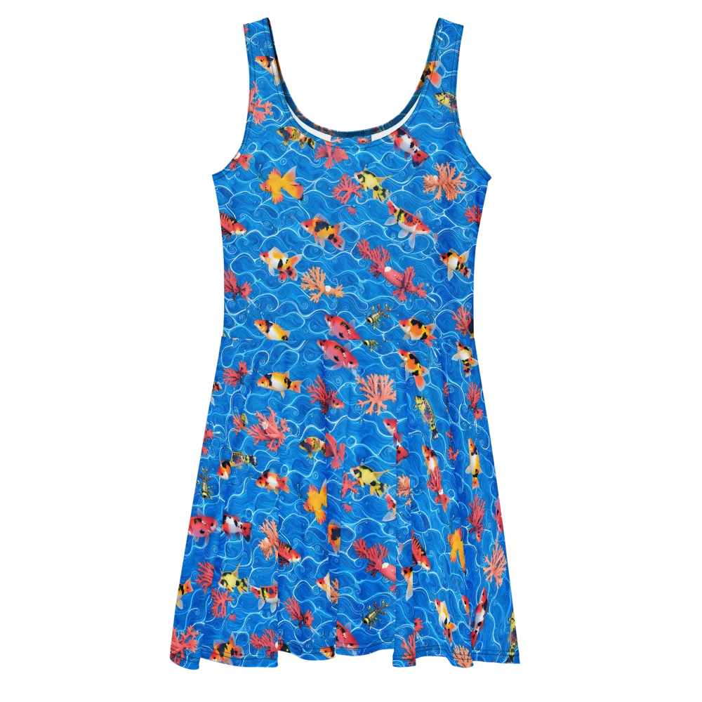 Azure Reef on Skater Dress — Front