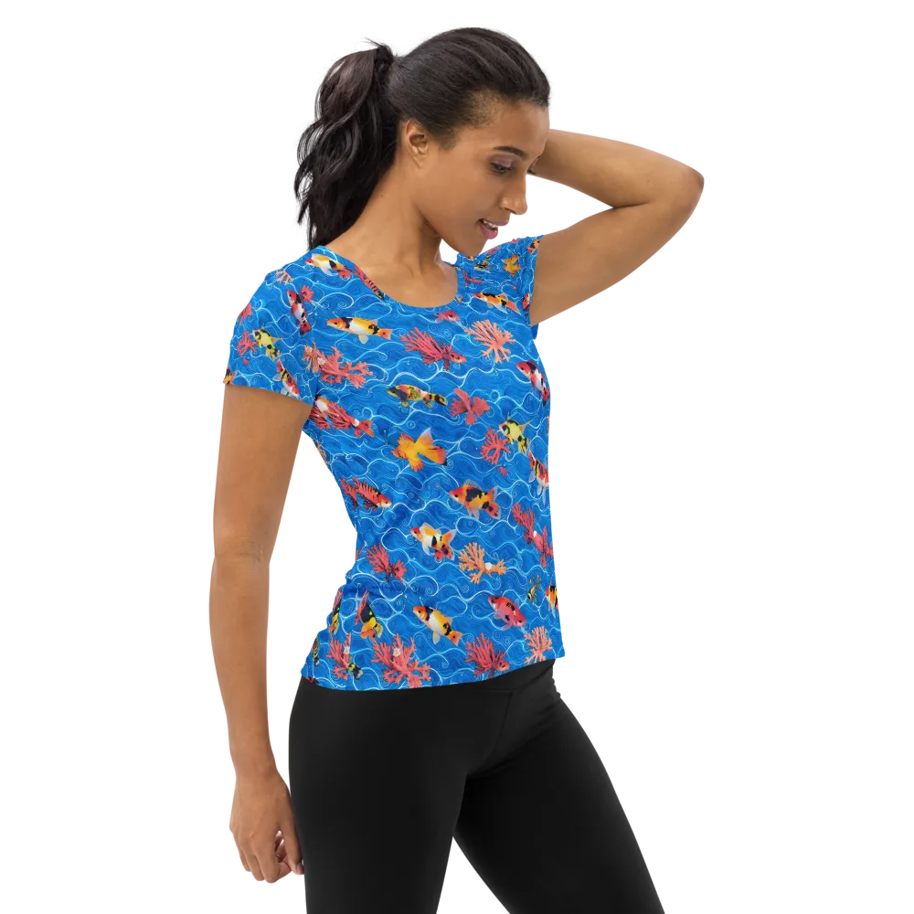 Azure Reef on Women's Athletic T-Shirt — Right
