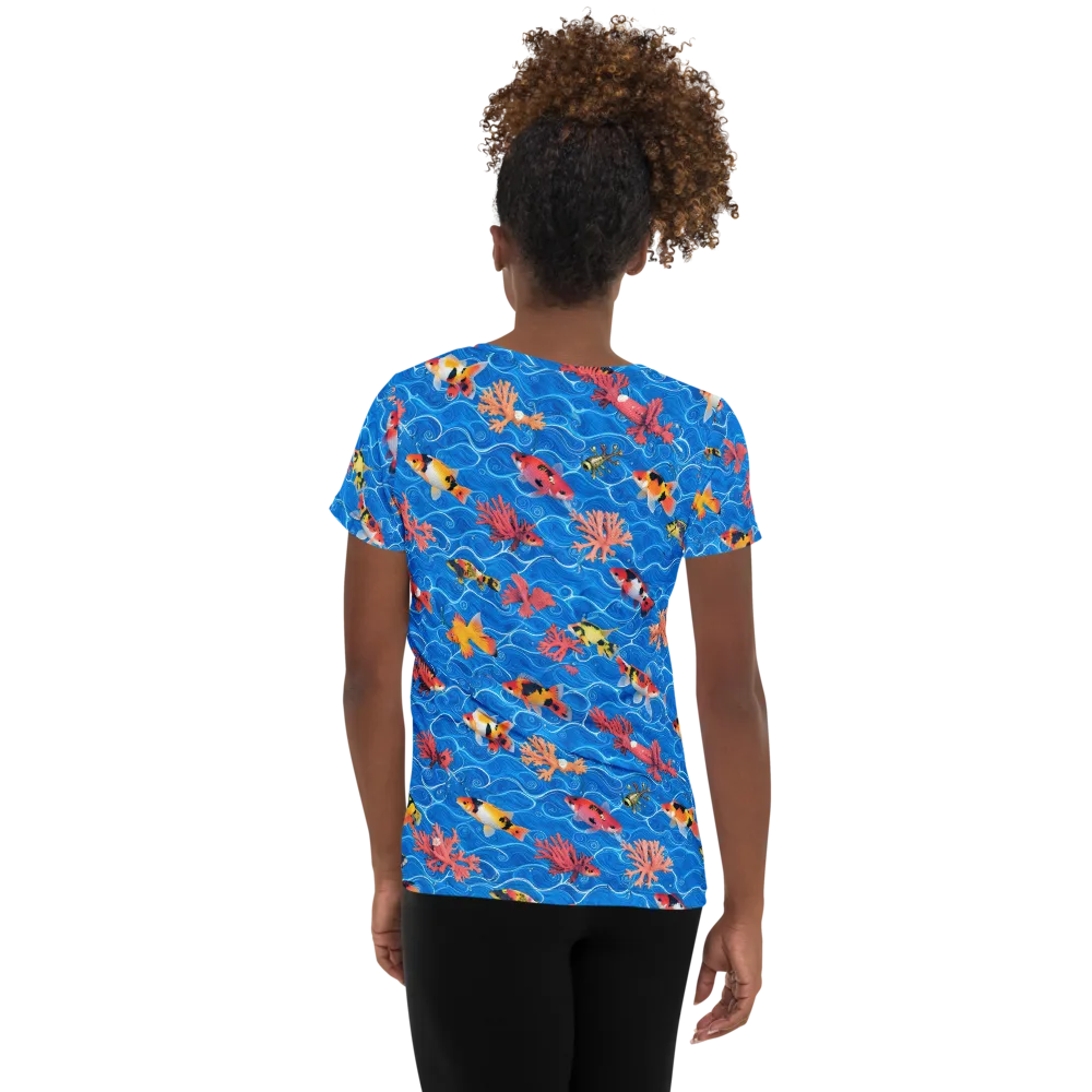 Azure Reef on Women's Athletic T-Shirt — Back