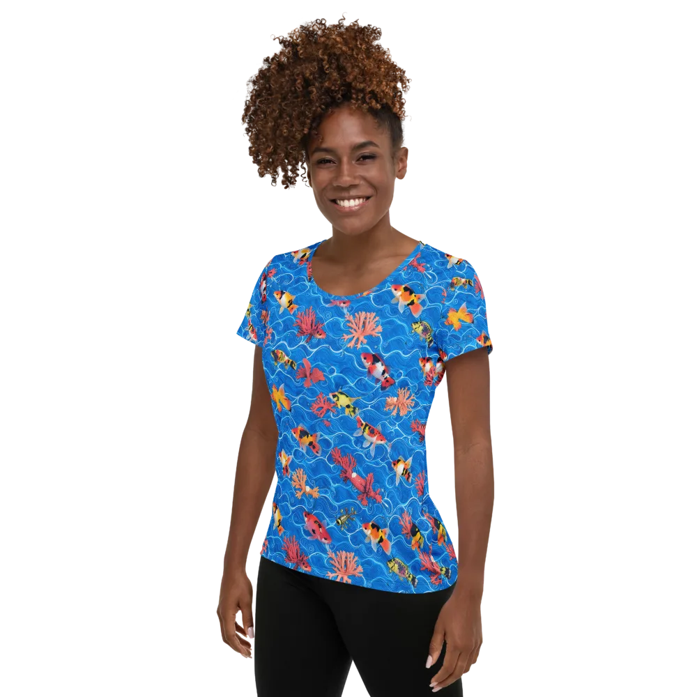 Azure Reef on Women's Athletic T-Shirt — Left