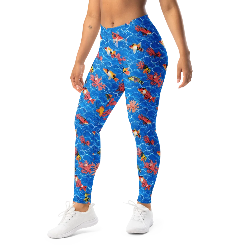 Azure Reef on Leggings — Left Front