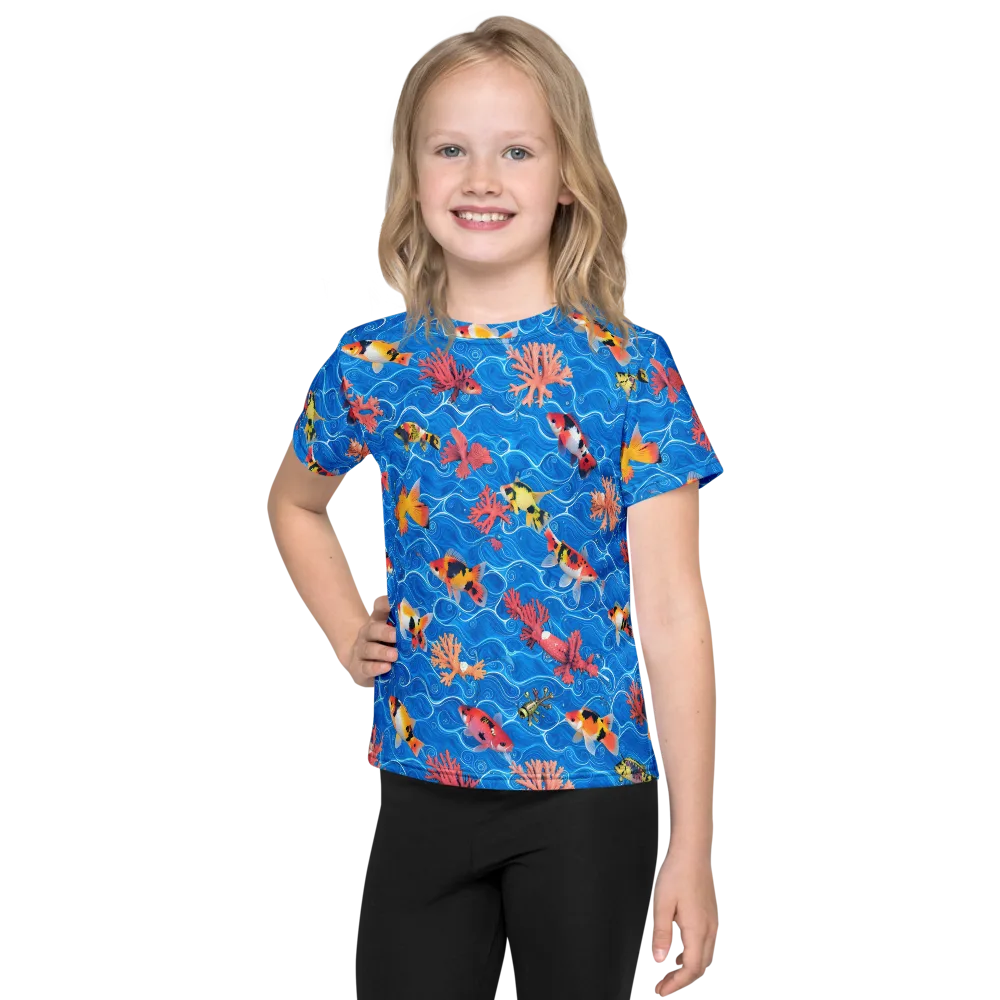 Azure Reef on Kids Crew Neck T-Shirt — Front