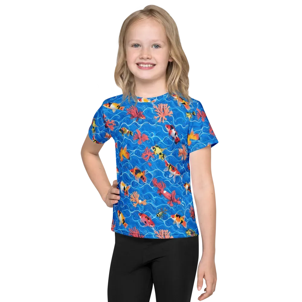 Azure Reef on Kids Crew Neck T-Shirt — Front