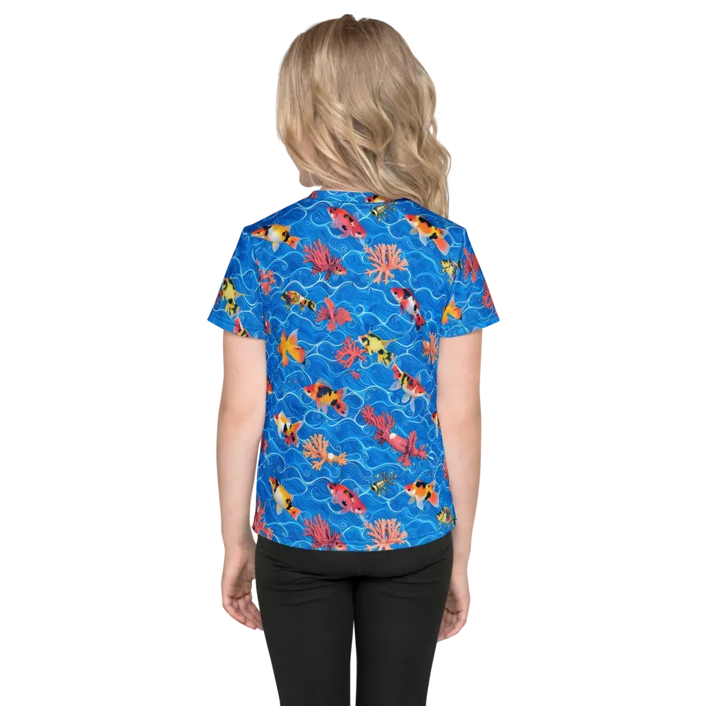 Azure Reef on Kids Crew Neck T-Shirt — Back