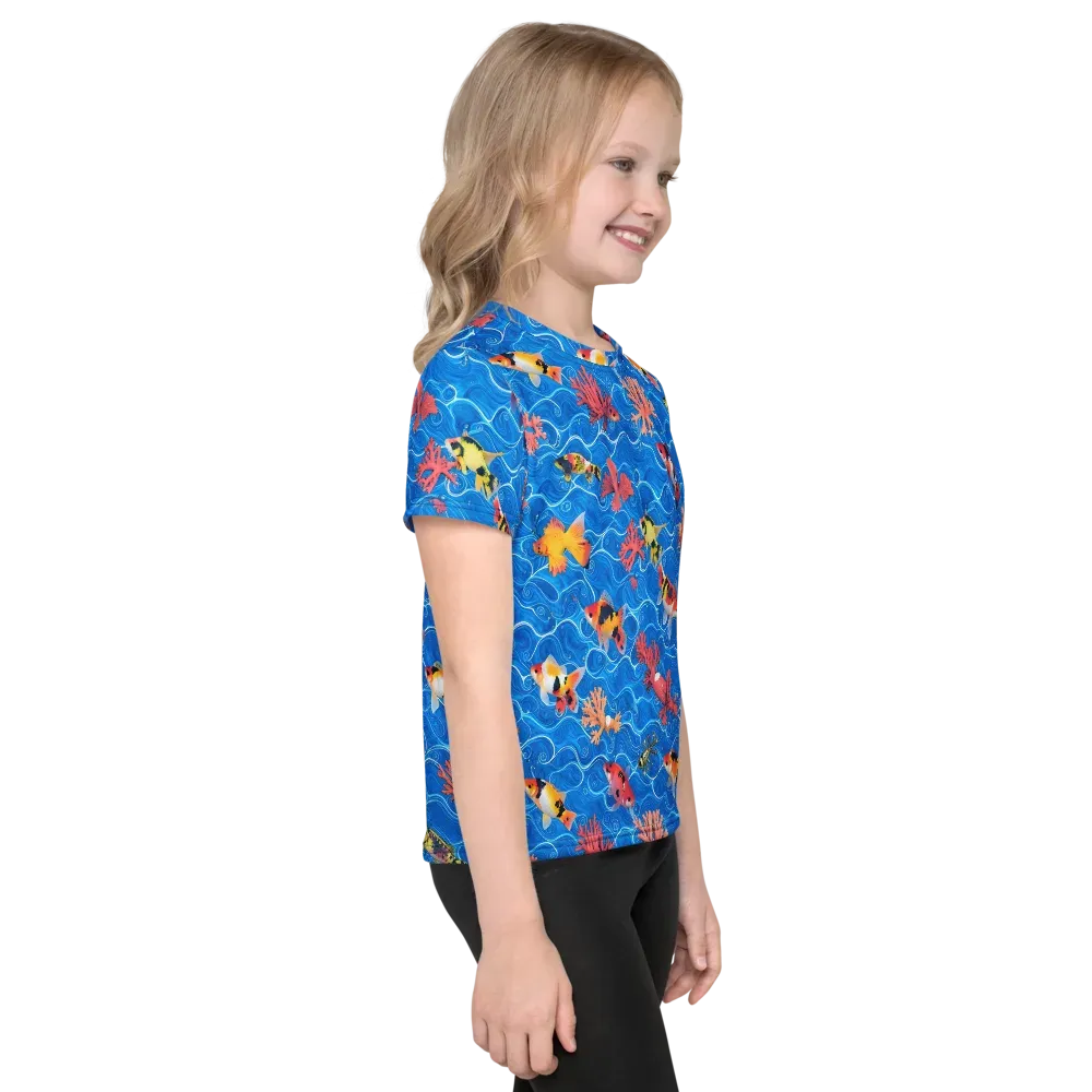 Azure Reef on Kids Crew Neck T-Shirt — Right