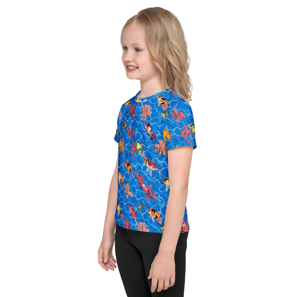 Azure Reef on Kids Crew Neck T-Shirt — Left