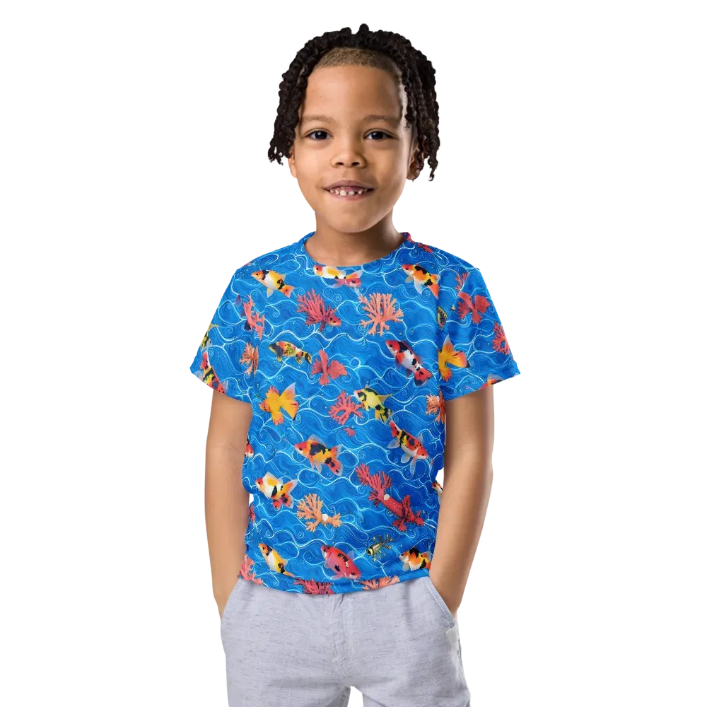 Azure Reef on Kids Crew Neck T-Shirt — Front