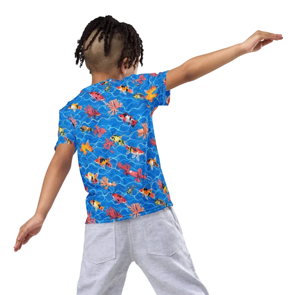 Azure Reef on Kids Crew Neck T-Shirt — Back
