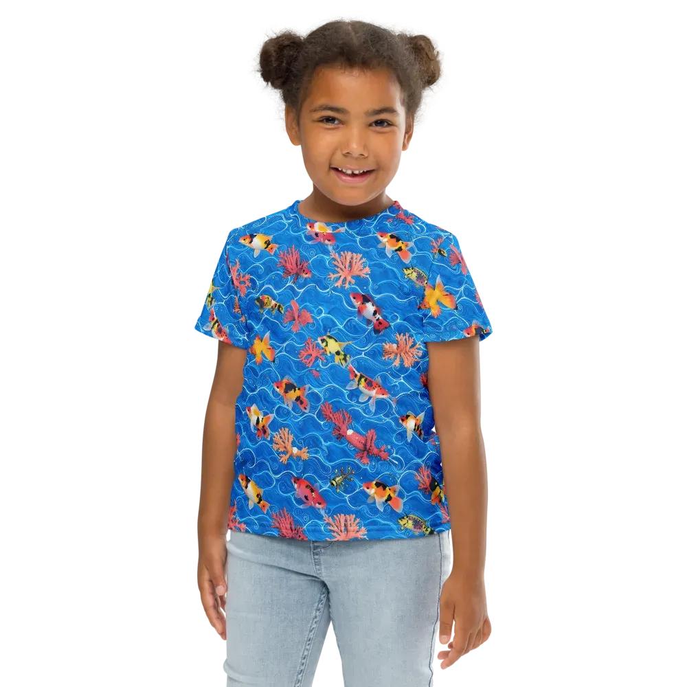 Azure Reef on Kids Crew Neck T-Shirt — Front