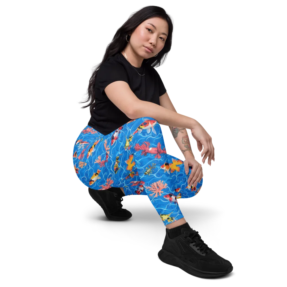 Azure Reef on Leggings with Pockets — Right Front