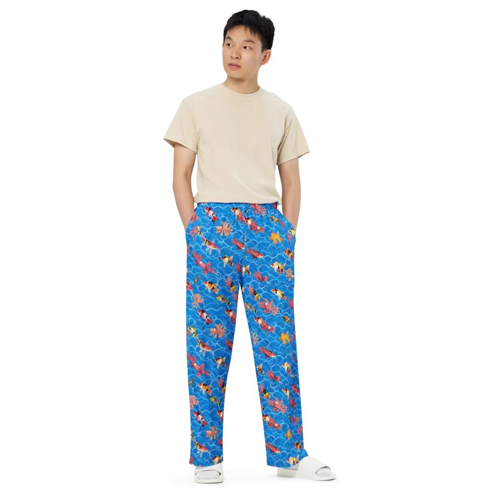Azure Reef on Wide-Leg Pants — Front