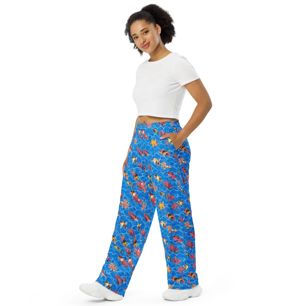 Azure Reef on Wide-Leg Pants — Left Front