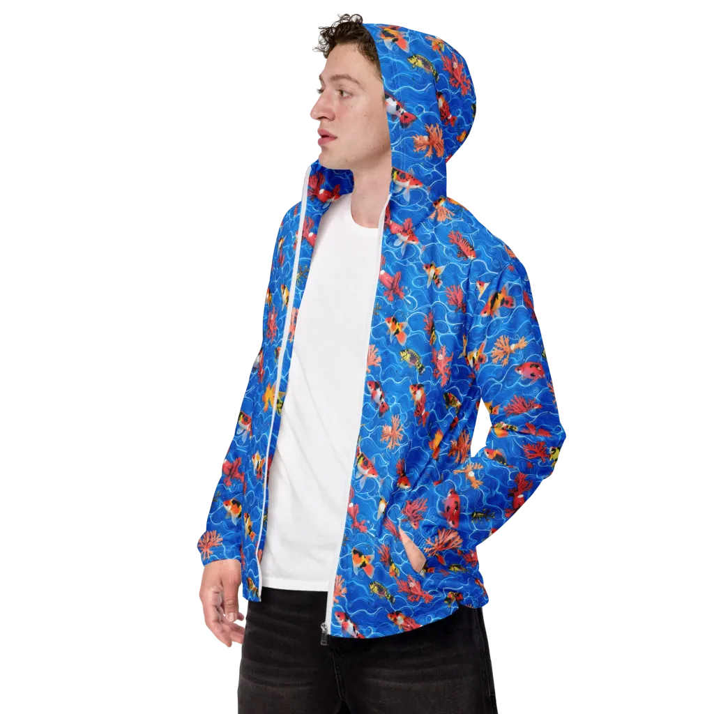 Azure Reef on Men's Windbreaker — Left Front