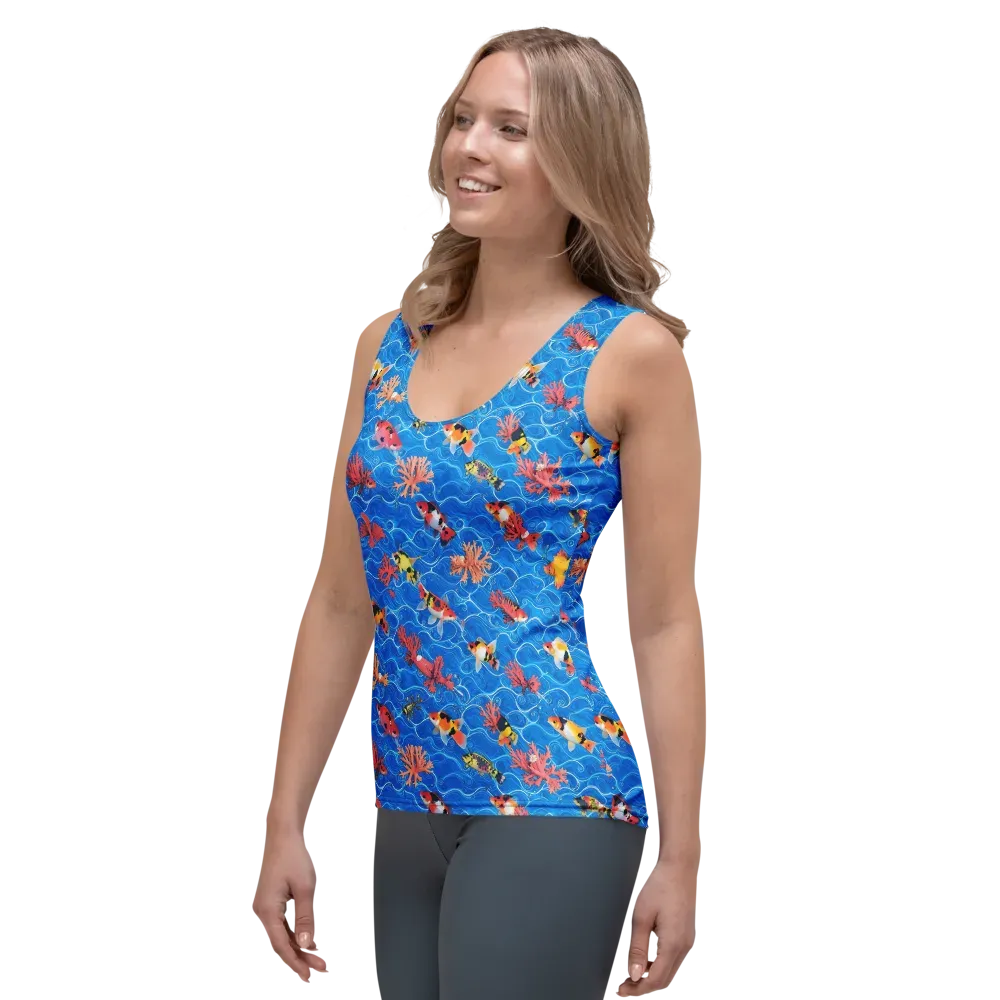 Azure Reef on Women's Tank Top — Left Front