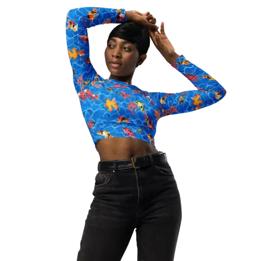 Azure Reef on a Long Sleeve Crop Top