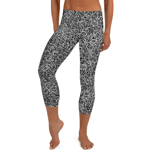 Black White Rapture on a Capri Leggings