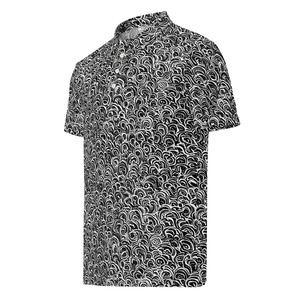 Black White Rapture on Men's Slim Fit Polo Shirt — Left Front