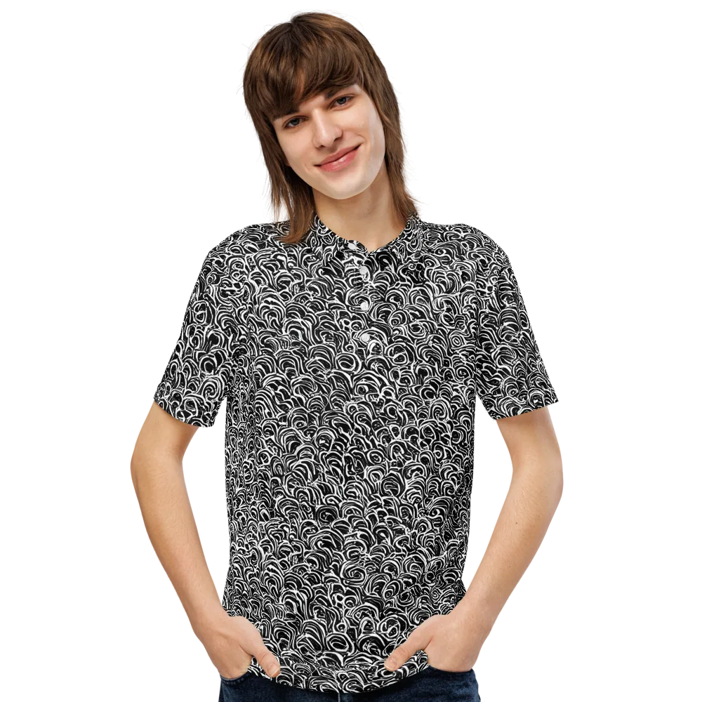 Black White Rapture on Men's Slim Fit Polo Shirt — Front