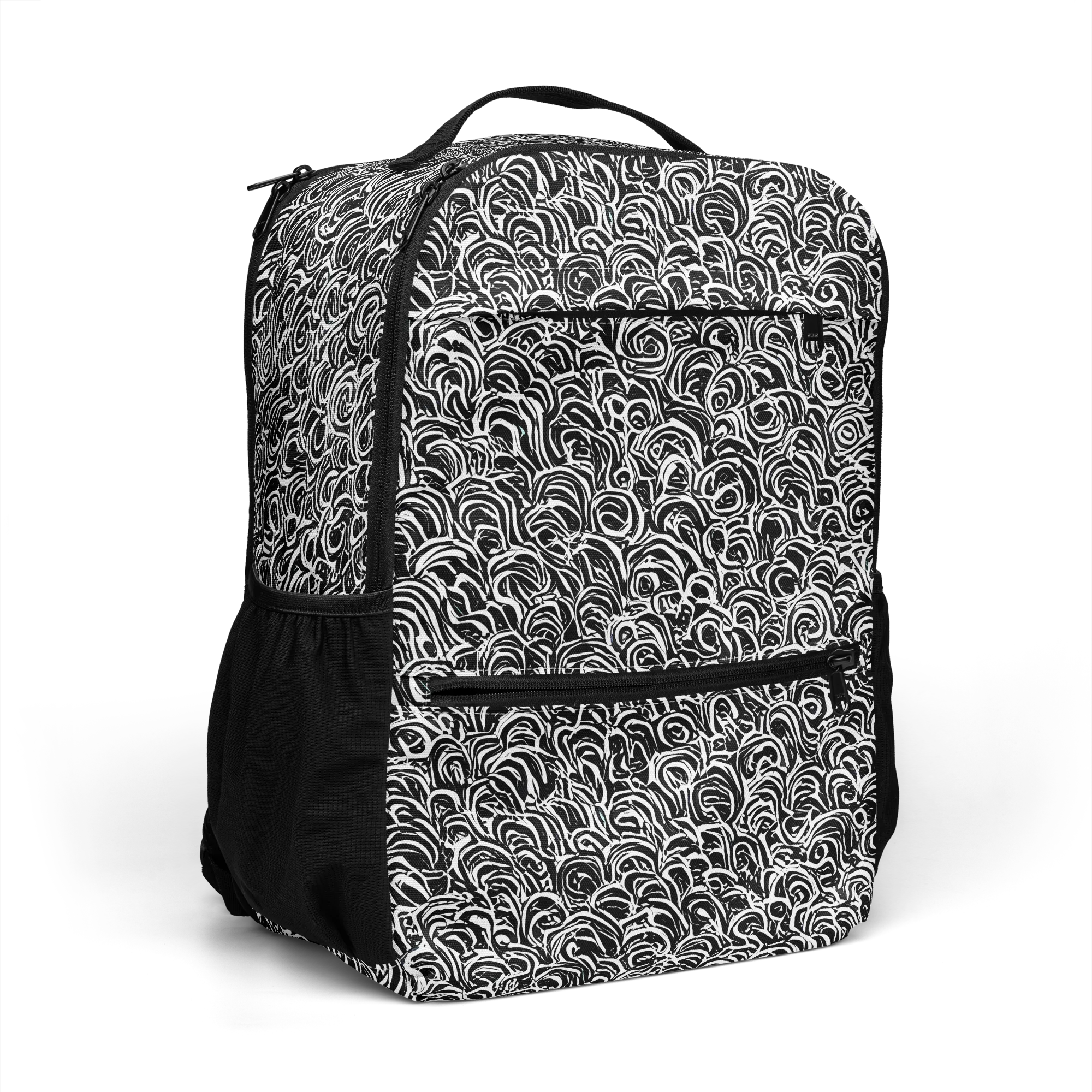 Black White Rapture on Utility Backpack — Right Front