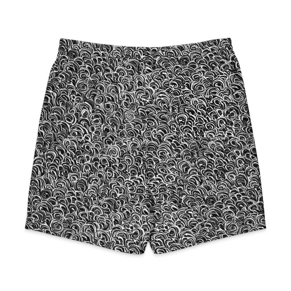 Black White Rapture on Men's Board Shorts — Back