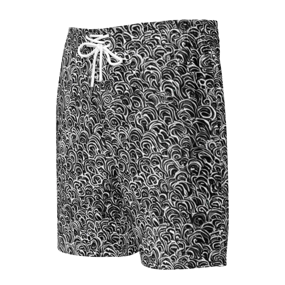 Black White Rapture on Men's Board Shorts — Front