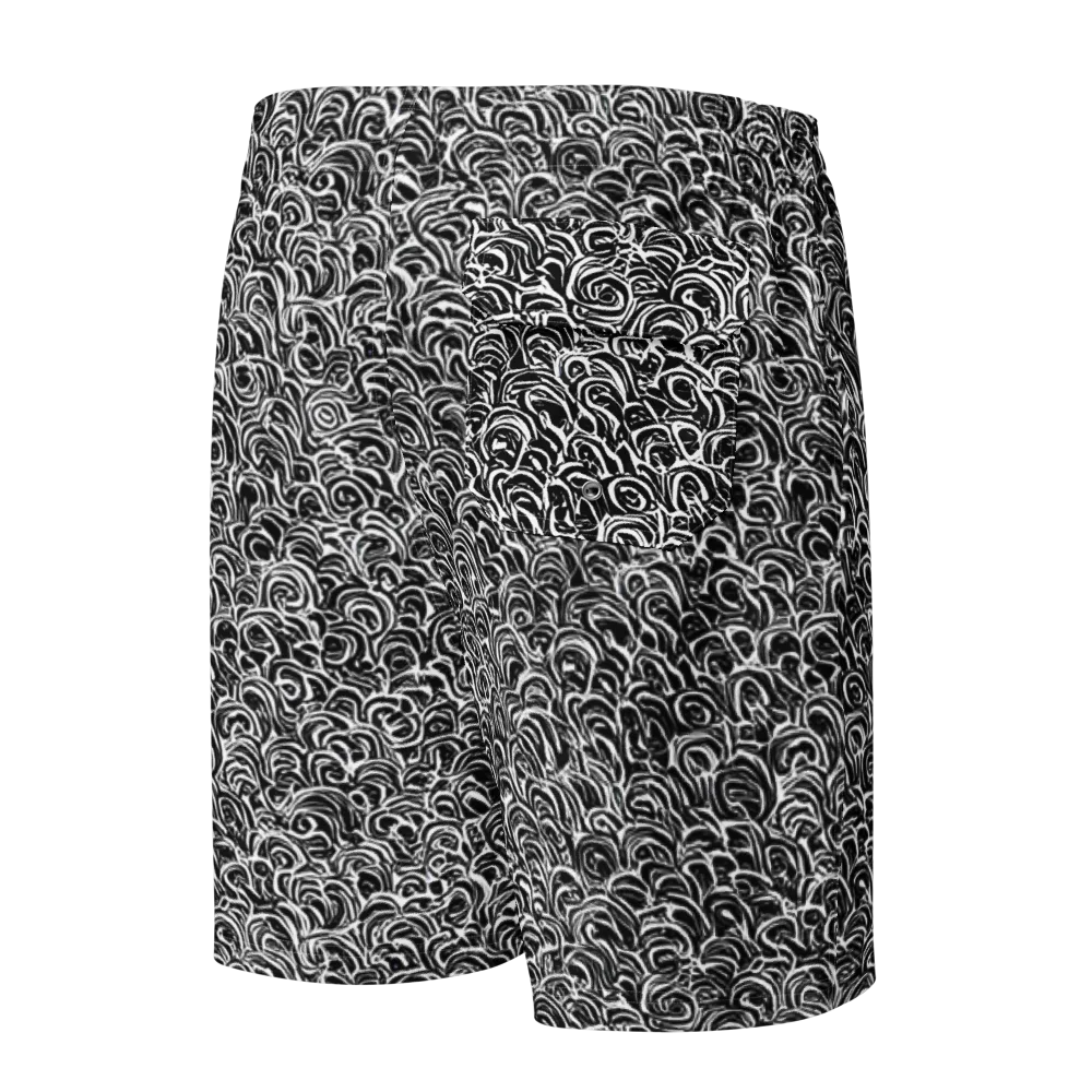 Black White Rapture on Men's Board Shorts — Back