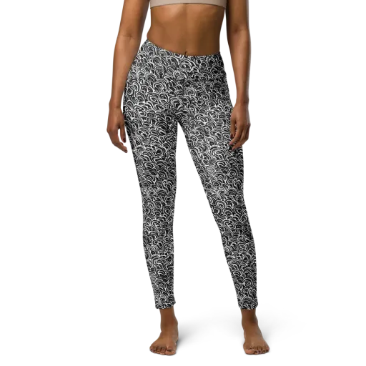 Black White Rapture on a Yoga Leggings