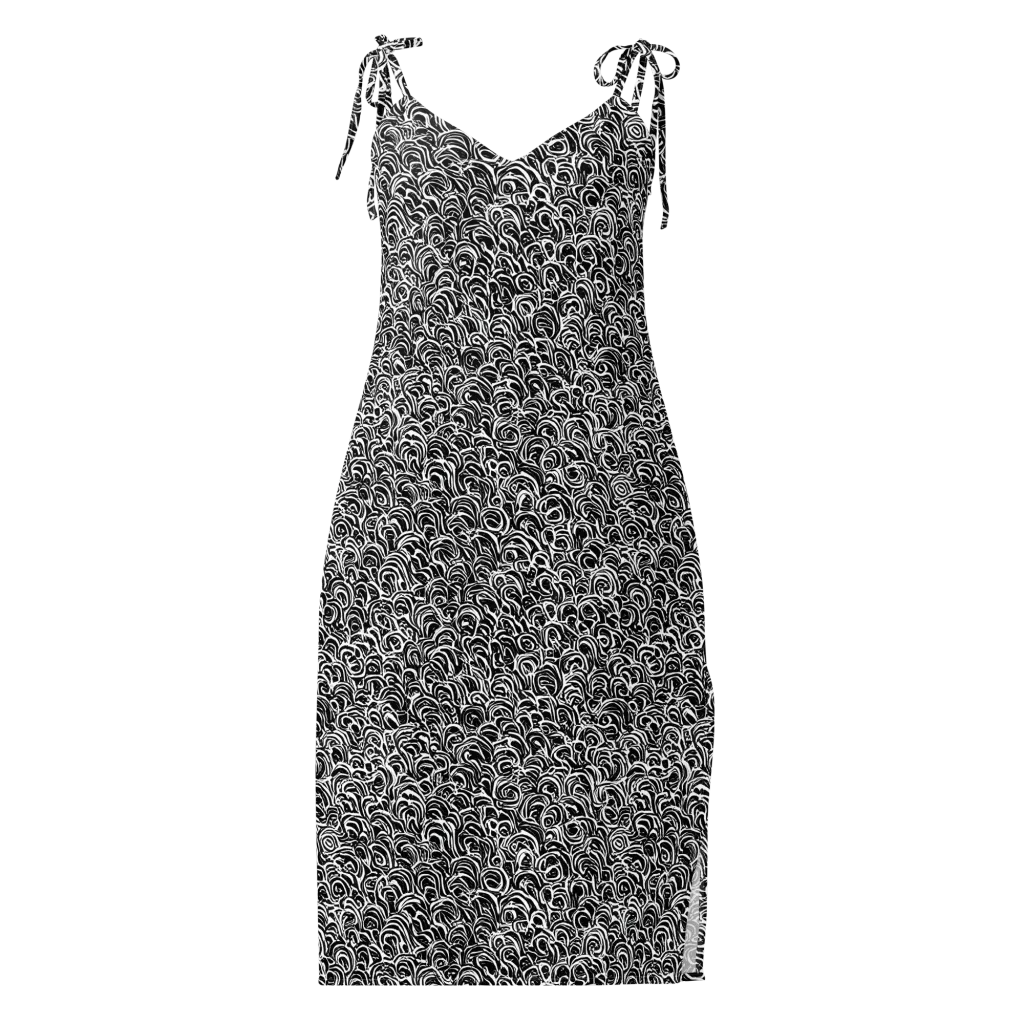 Black White Rapture on Slip Dress — Front