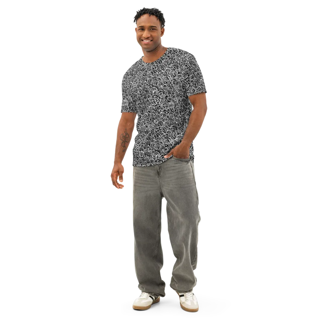 Black White Rapture on Men's Cotton Crew Neck T-Shirt — Front
