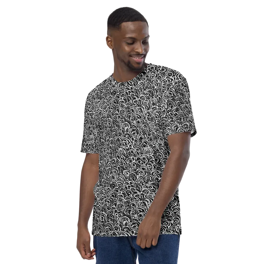 Black White Rapture on Men's Crew Neck T-Shirt — Left