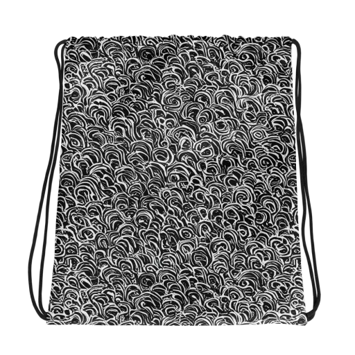 Black White Rapture on a Drawstring Bag