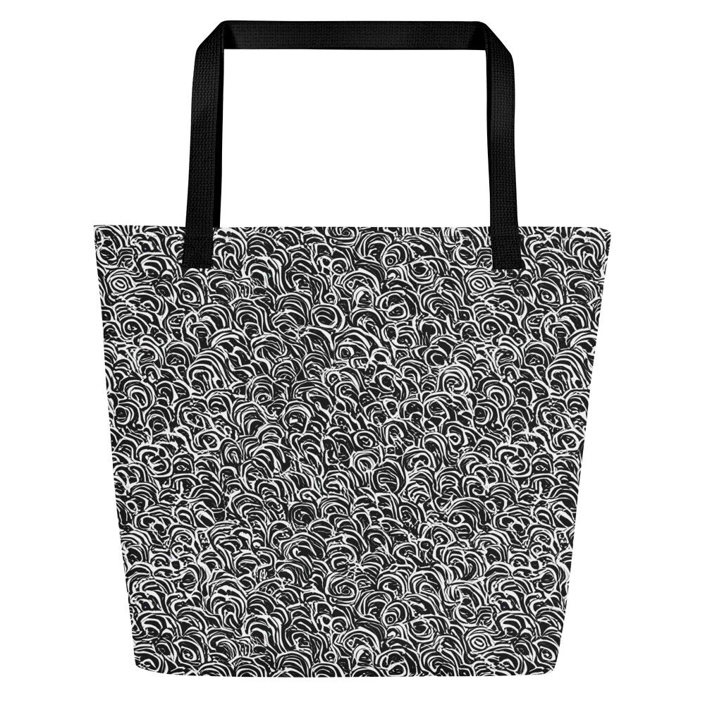 Black White Rapture on Large Tote Bag W/ Pocket — Front