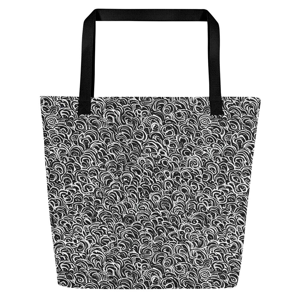 Black White Rapture on Large Tote Bag W/ Pocket — Front