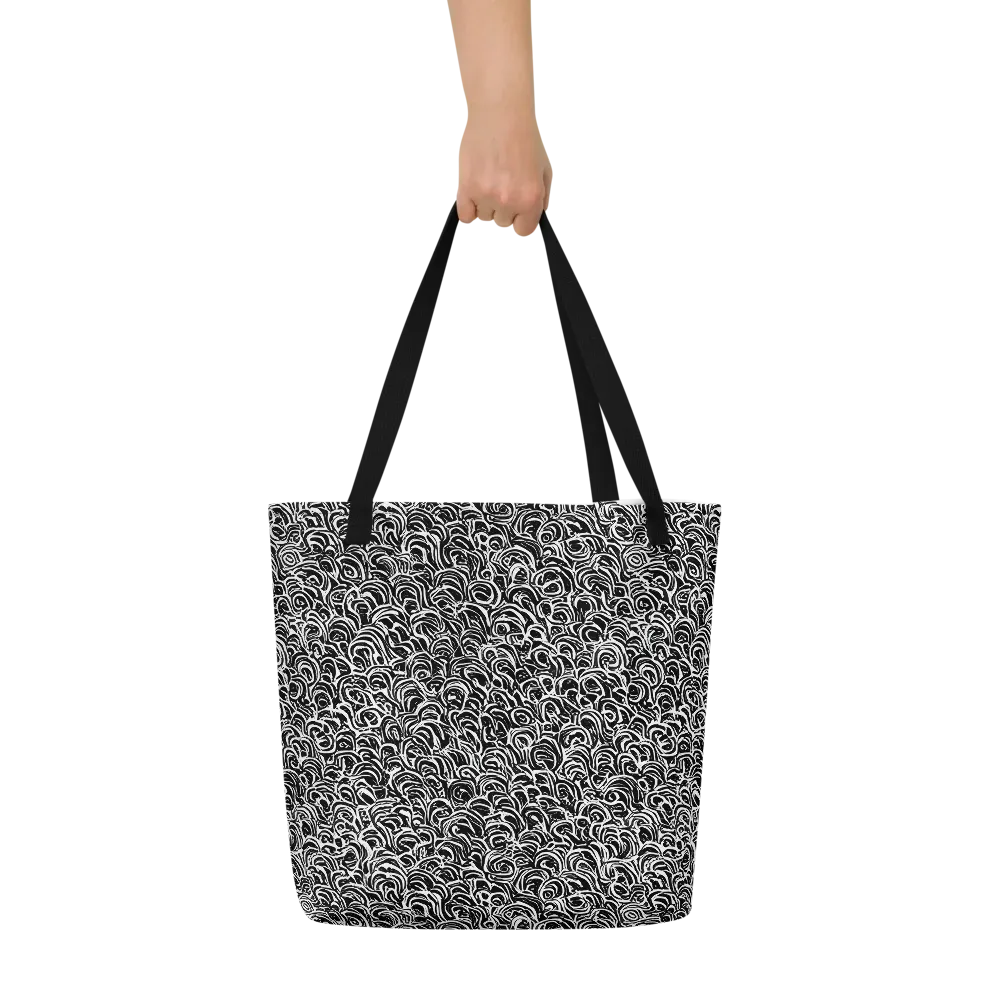 Black White Rapture on Large Tote Bag W/ Pocket — Front