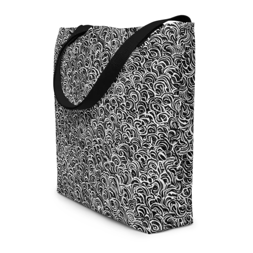 Black White Rapture on a Large Tote Bag W/ Pocket