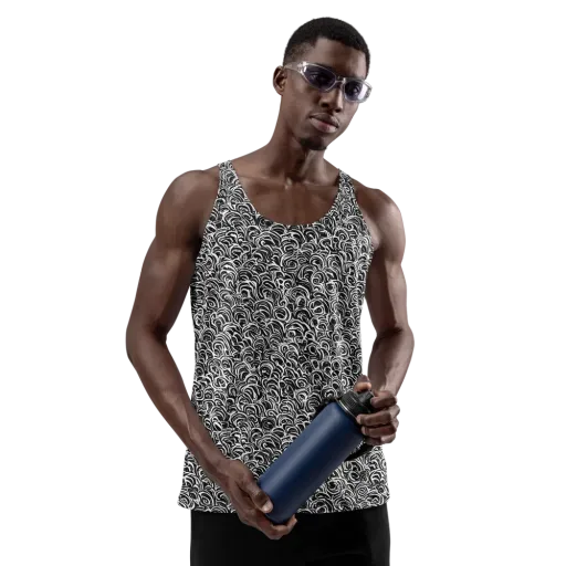 Black White Rapture on a Men's Tank Top