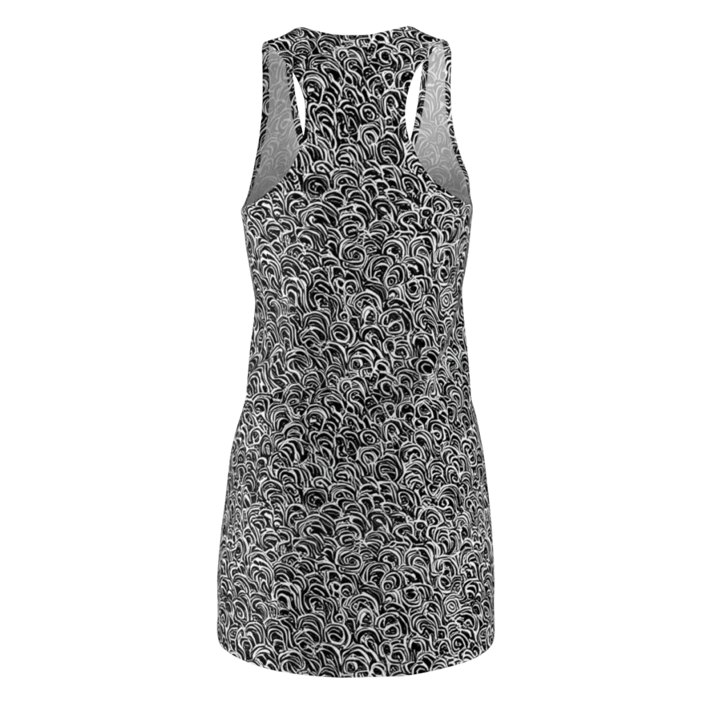 Black White Rapture on Racerback Dress — Back