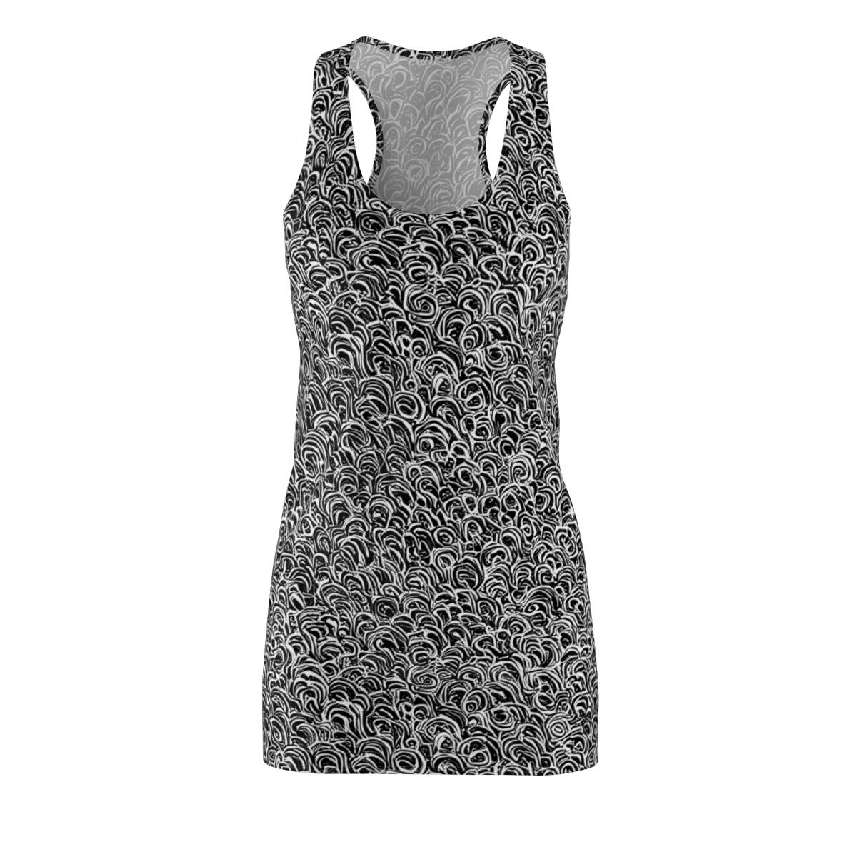 Black White Rapture on Racerback Dress — Front