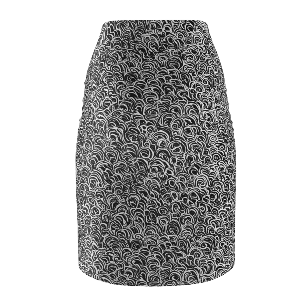 Black White Rapture on Pencil Skirt — Back