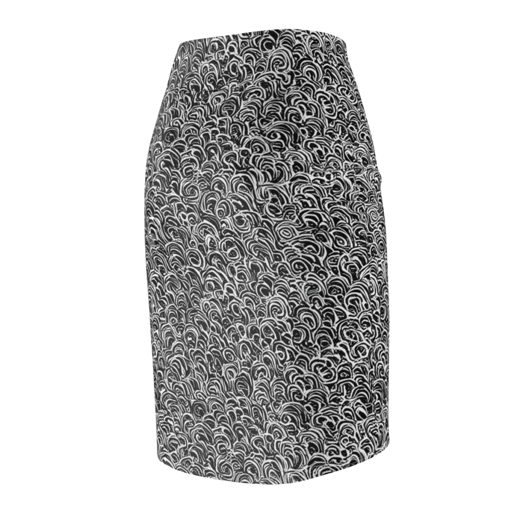 Black White Rapture on Pencil Skirt — Back Side