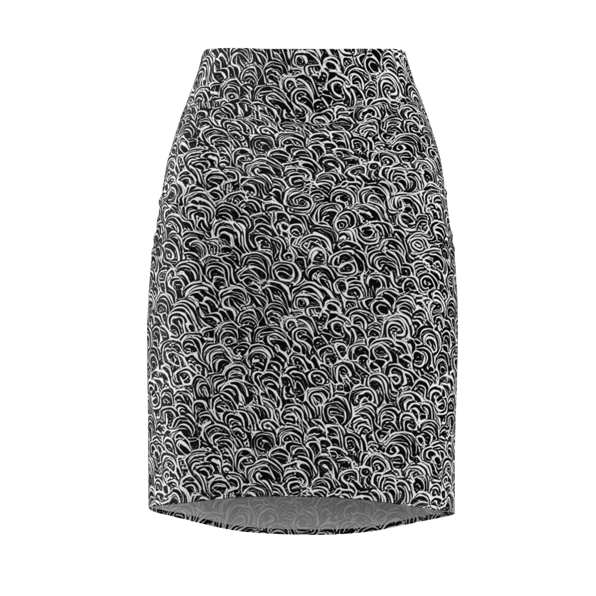 Black White Rapture on Pencil Skirt — Front